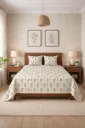 Super King Pure Cotton Bedsheet Set | Hand Block Print Floral Design | 108x108 with 2 Pillow Covers