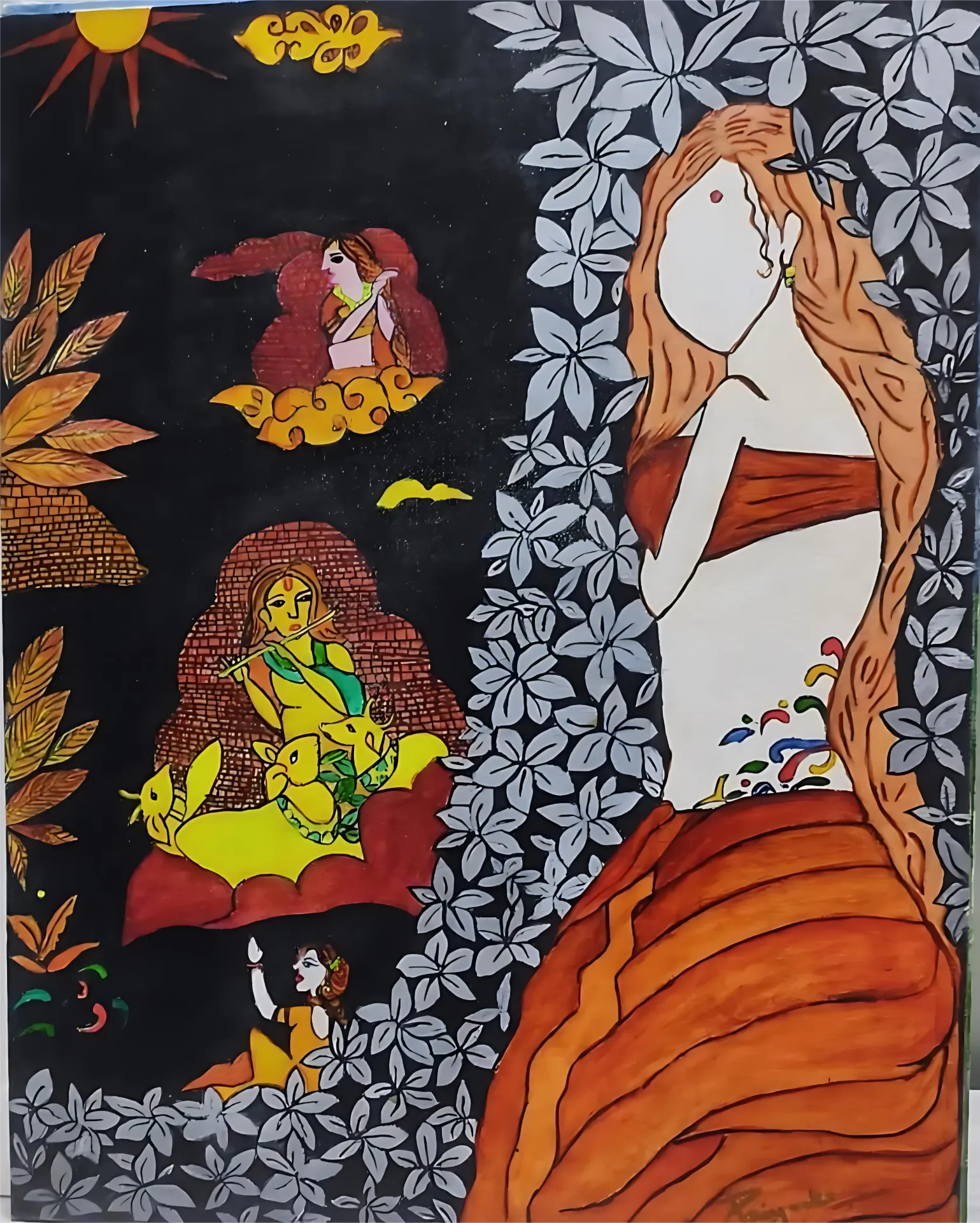 [COART1820-Madhu01]  A Folk-Inspired Oil Canvas painting