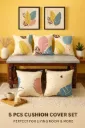 5 Pcs Cushion Cover Set – Premium Cotton Blend Decorative Cushion Covers for Sofa & Living Room