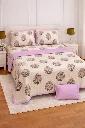 Luxury Décor Bedsheet, Katha Leaves Print, Pure Cotton,108x108 with 2 Pillow Covers, Hand Work,(RFD)