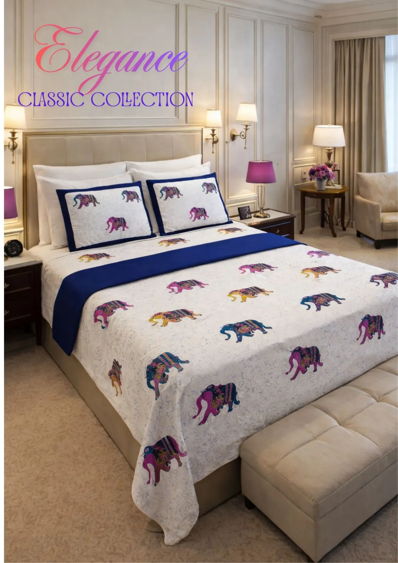 [SU-KG-KATHA-WE-04] Heritage Home Décor Pure Cotton Bedsheet,Katha Print,Super King Size108x108 with 2 Pillow Covers, Hand Work,(RFD)