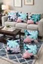 5 Pcs Cushion Cover Set – Premium Cotton Blend Decorative Cushion Covers Blue Floral, Sofa & Living Room