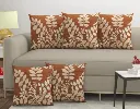5 Pcs Cushion Cover Set – Premium Cotton Blend Brown Color Decorative Cushion Covers for Sofa & Living Room