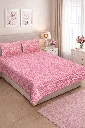 Pure Cotton, King Size Bedsheet Set with 2 pillow covers, Hand Block Print, Tradition Design 90*108 cms, Pink Color