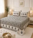 DhruvinSri, Premium King Size Cotton Phulkari Bedsheet (90x108 Inches) with 2 Pillow Covers – Soft Breathable Summer Bedding, Boho Floral Print, Durable & Skin-Friendly
