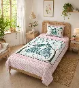 DHRUVINSRI Luxury Peacock Design Cotton Single Bedsheet (60x90) with Cushion Cover – Soft & Stylish Summer Bedding Essential