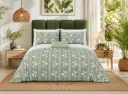 DHRUVINSRI Sage Green Floral Pure Cotton Super King Bedsheet Set 108x108