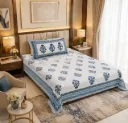 Luxury Hand Block Cotton Single Bedsheet with 1 Pillow Cover