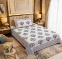 Luxury Hand Block Print Single Cotton Bed Sheet with Pillow