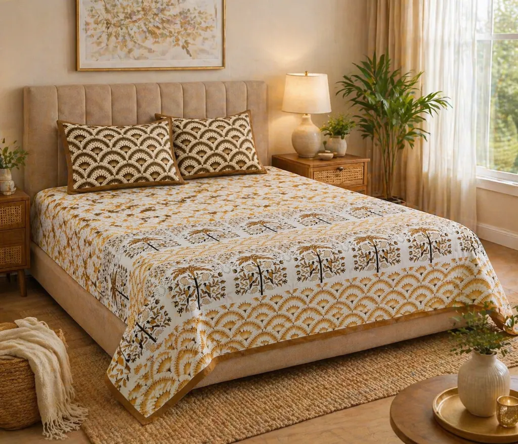 DHRUVINSRI King Size bedsheet Pure Cotton bedsheet with 2 Pillow Covers